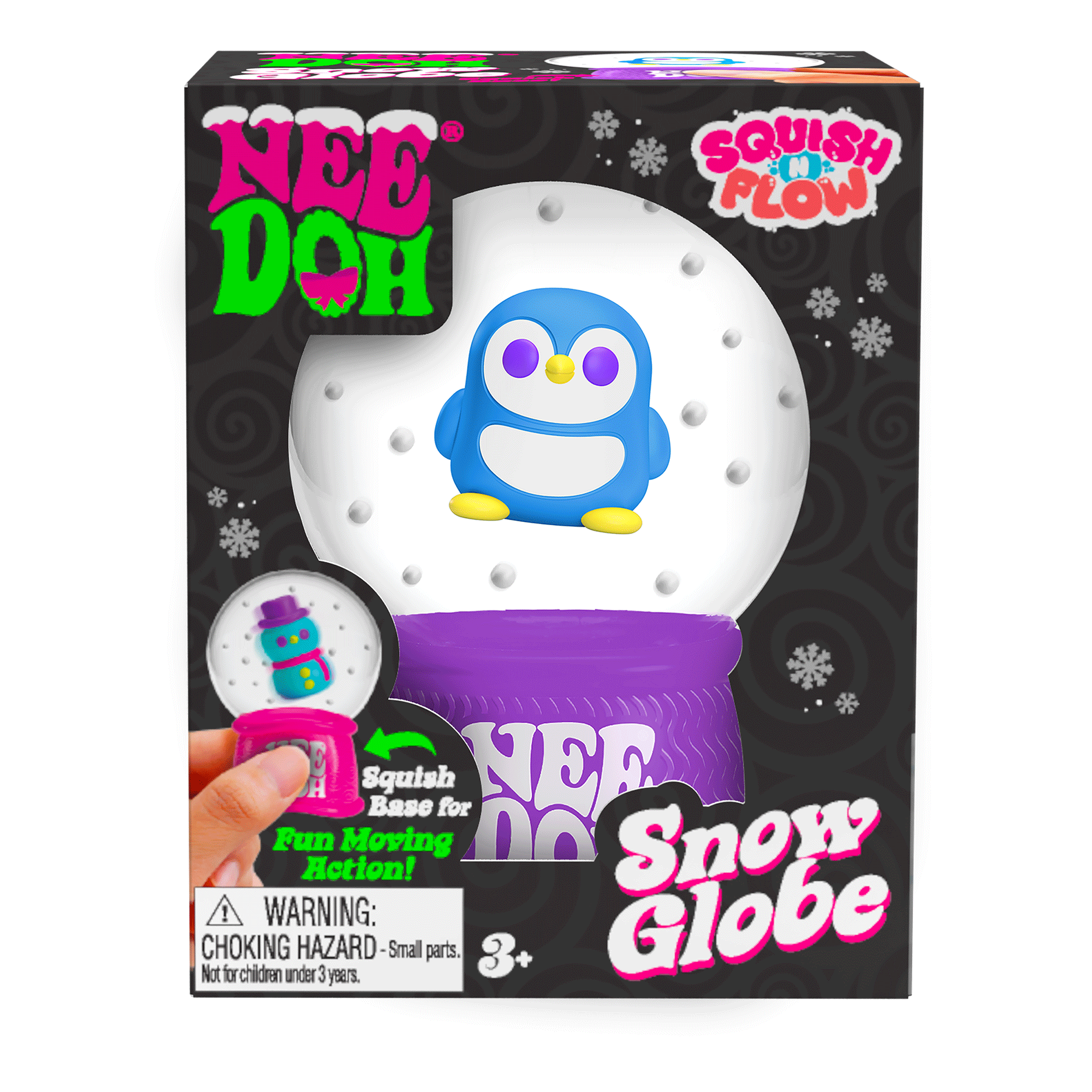 NeeDoh Squish N Flow Snow Globe – Glow-in-the-Dark Squishy Sensory Toy | Assorted Holiday Characters