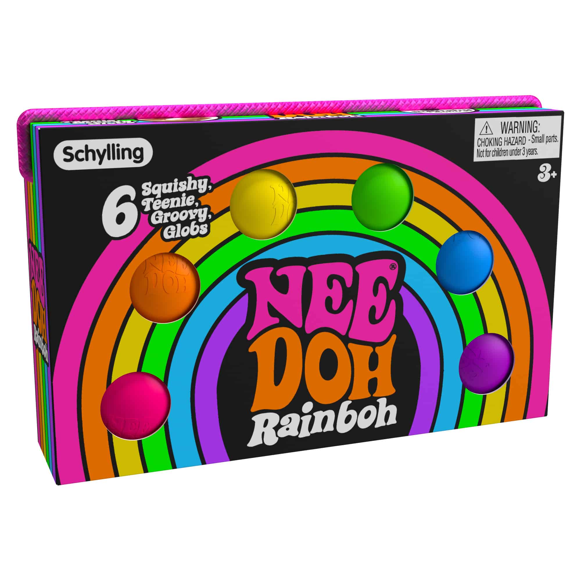 NeeDoh Rainboh – Rainbow 6-Pack Mini Squishy Fidget Toy Set with Storage Case | All 6 Colors