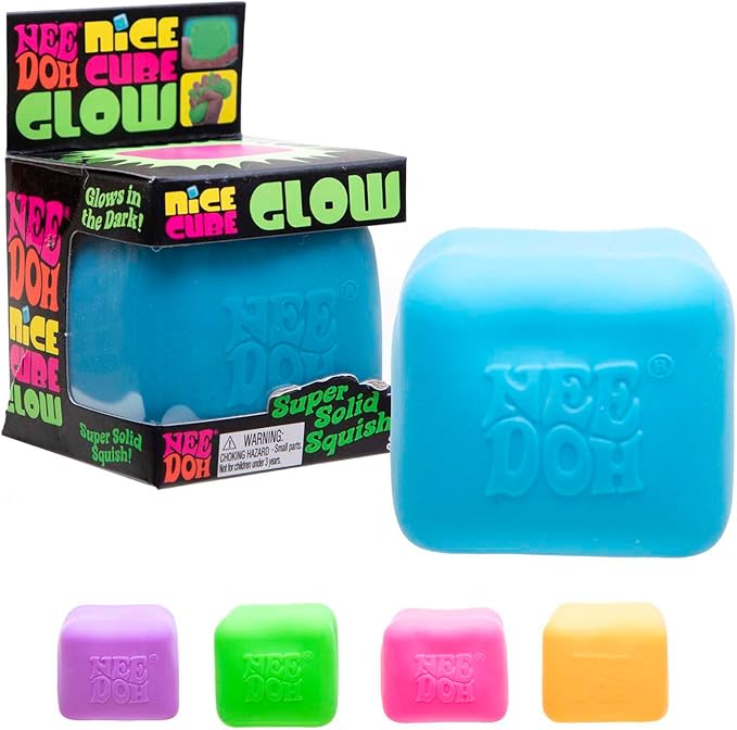 NeeDoh Nice Cube Glow – Glow-in-the-Dark Squishy Stress & Fidget Cube | Amazon #8 Squeeze Toy