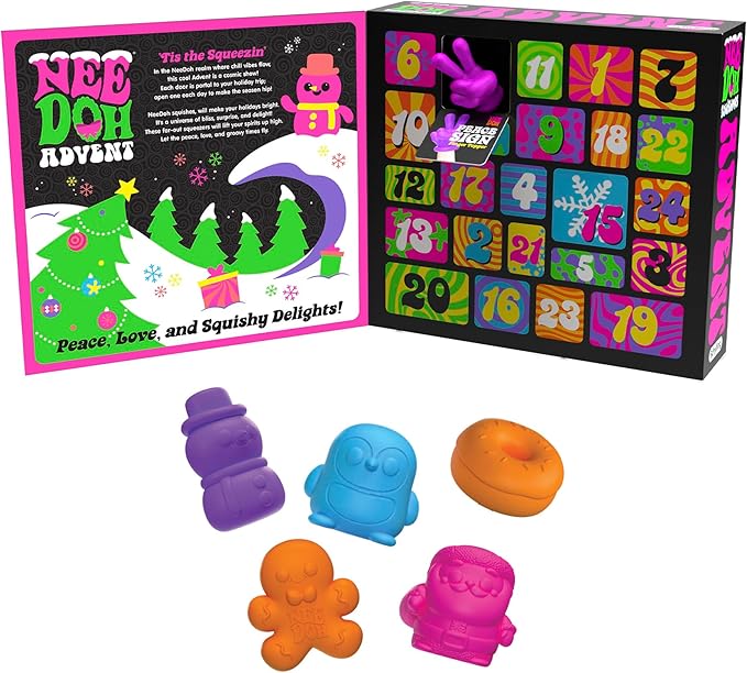 NeeDoh Squishmas Advent Calendar – 24 Mini Squishy Surprise Toys | Christmas Countdown Gift