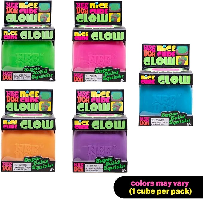 NeeDoh Nice Cube Glow – Glow-in-the-Dark Squishy Stress & Fidget Cube | Amazon #8 Squeeze Toy