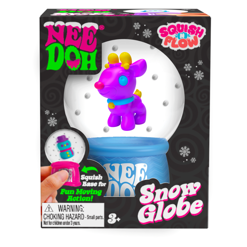 NeeDoh Squish N Flow Snow Globe – Glow-in-the-Dark Squishy Sensory Toy | Assorted Holiday Characters