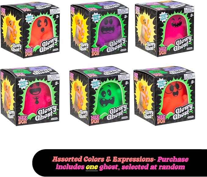 NeeDoh Groovy Ghost – Glow-in-the-Dark Halloween Squishy Fidget Toy | 6 Assorted Styles