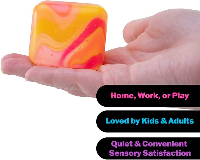 NeeDoh Nice Cube Swirl – Unique Marbled Swirl Squishy Stress & Fidget Cube | One-of-a-Kind Color Blend