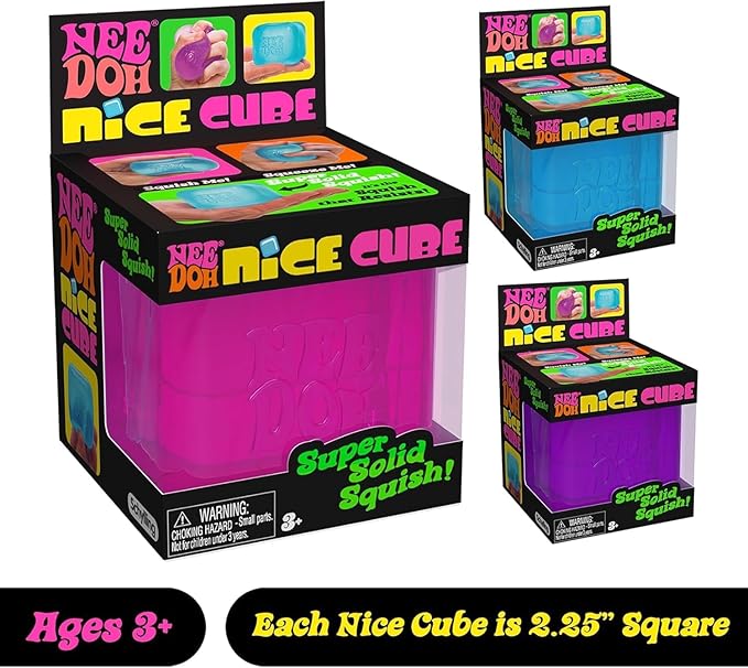 NeeDoh Nice Cube – Amazon #1 Best-Selling Dual-Squish Fidget Toy | Purple, Pink & Blue Set