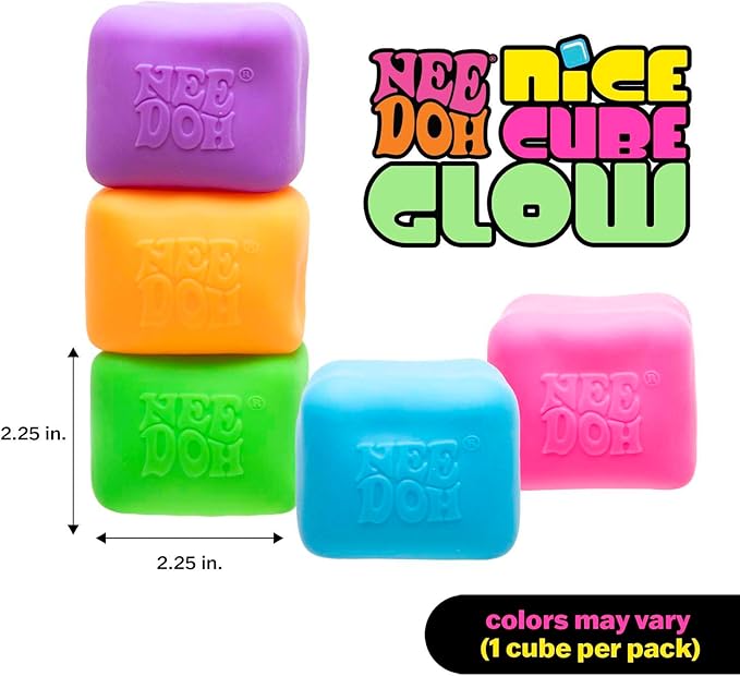 NeeDoh Nice Cube Glow – Glow-in-the-Dark Squishy Stress & Fidget Cube | Amazon #8 Squeeze Toy